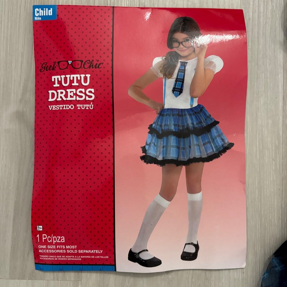 Geek Chic Tutu Dress Child Costume Halloween Fits Most School Girl One size